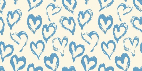 Fototapeta na wymiar Seamless heart pattern. Hand painted ink brush