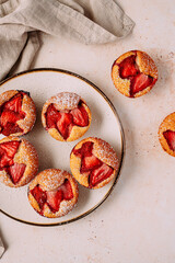 homemade strawberry muffins, little cakes, strawberry and pistachio friands