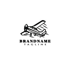 creative biplane logo cartoon icon design template black isolated vector illustration