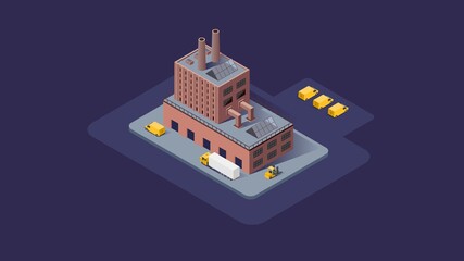 Factory, enterprise, business, cars. Isometry style