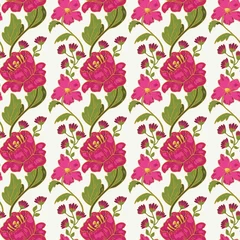  Vector seamless pattern with decorative flowers. Sophisticated design with stylized peonies. © Анастасия Ганева