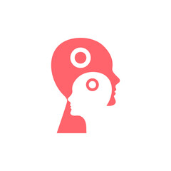 Empathy symbol. Two male profiles. Psychology icon. Communication sign
