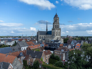 Fototapeta na wymiar Aerial view of the city of Lier, Antwerp and the Sint-Gummarus church