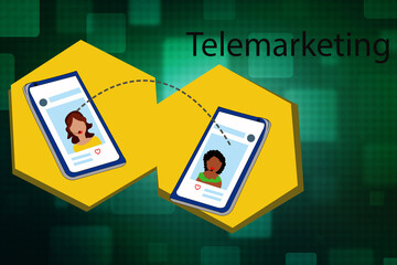 
2d illustration online telemarketing concept
