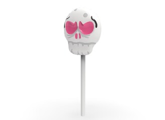 lollipop skull for halloween on a white background 3d-rendering