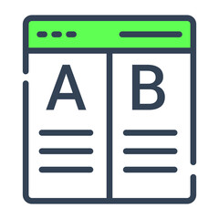 AB testing flat line design, SEO and web flat design for mobile concepts and web apps. Collection of modern infographic logo and pictogram.