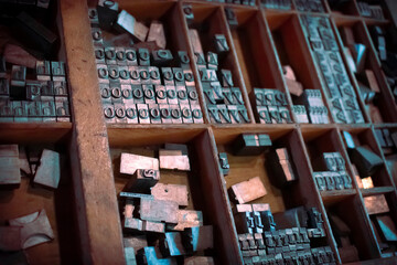 Vintage typecase for letterpress printing