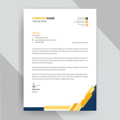 Corporate letterhead Design Template, Yellow and Blue Fully Editable and Print Ready Professional Letterhead Design