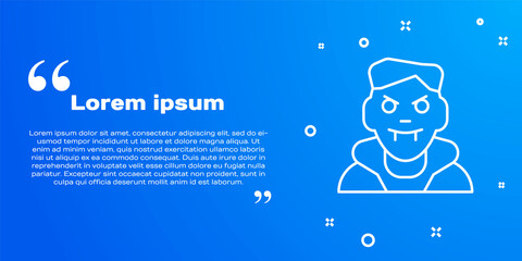 White line Vampire icon isolated on blue background. Happy Halloween party. Vector