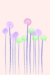 Abstract hand-drawn sketch the contours of modern contemporary boho elements isolated home wall decor simple.