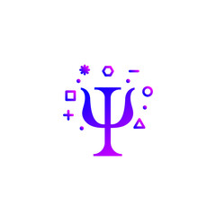 Letter psi with geometric abstract shapes. Psychology modern logo