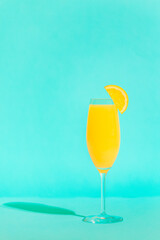 Refreshing orange Mimosa cocktails with champagne.