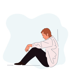 Continuous line stressed women headache depression are anxious simple line vector illustration