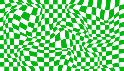 Checkered background with distorted squares. Abstract banner with distortion