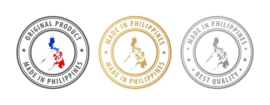 Made in Philippines - set of stamps with map and flag. Best quality. Original product.