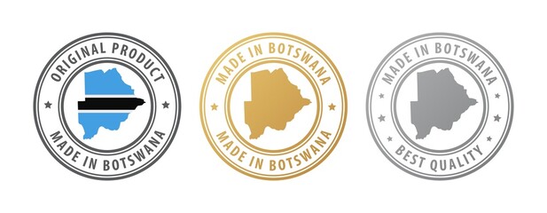 Made in Botswana - set of stamps with map and flag. Best quality. Original product.