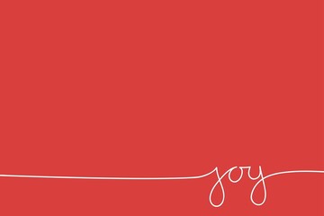 Joy text Red one stroke outline sign Christmas icon. Stylized lettering