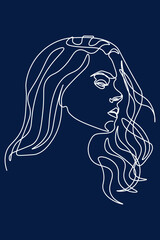 Continuous line, drawing of set faces and hairstyle, fashion concept, woman beauty minimalist, vector illustration for t-shirt, slogan design print graphics style