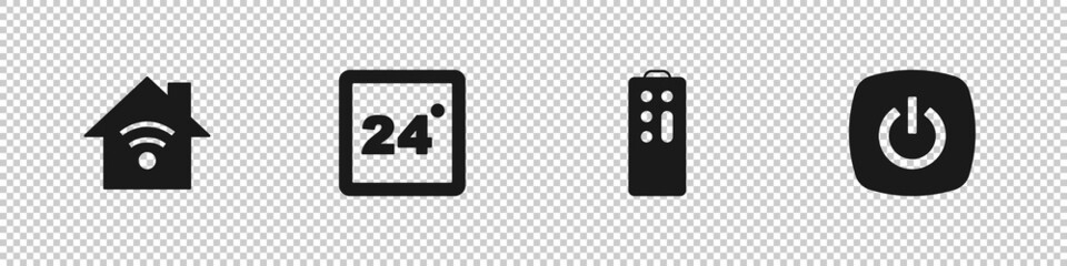 Set Smart home with wi-fi, Thermostat, Remote control and icon. Vector