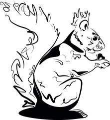 squirrel vector black illustration ink silhoulette