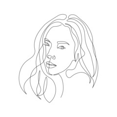 Continuous fashion one line drawing faces hair style concept. Beautiful minimalist women, vector illustration

