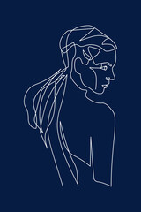 Surreal Faces Continuous line, drawing of set faces and hairstyle, fashion concept, woman beauty minimalist, vector illustration pretty sexy. Contemporary portrait