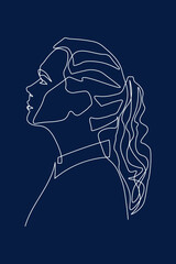 Surreal Faces Continuous line, drawing of set faces and hairstyle, fashion concept, woman beauty minimalist, vector illustration pretty sexy. Contemporary portrait