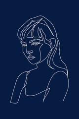 Surreal Faces Continuous line, drawing of set faces and hairstyle, fashion concept, woman beauty minimalist, vector illustration pretty sexy. Contemporary portrait