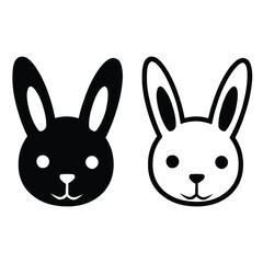 Rabbit Head Black Isolated Vector Icon. Cute bunny glyph sign. EPS 8 Editable Stroke