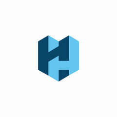 Initial of H, H H, Real Estate Building with Shield or Heart Shape logo design