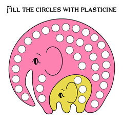 Educational paper game for preschoolers development. Cut out parts of image and glue on paper or fill in the white spots with plasticine