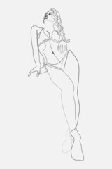 Surreal Faces Continuous line, drawing of set faces and hairstyle, fashion concept, woman beauty minimalist, vector illustration pretty sexy. Contemporary portrait