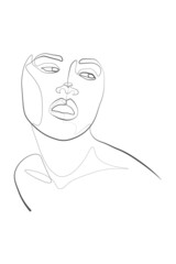 Surreal Faces Continuous line, drawing of set faces and hairstyle, fashion concept, woman beauty minimalist, vector illustration pretty sexy. Contemporary portrait