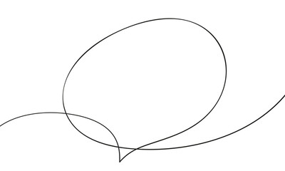 Speech bubble organic shape continuous one line drawing, Single line art drawing simple blank comic text box, Vector illustration