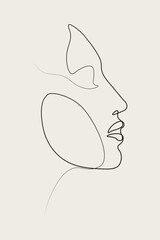 Surreal Faces Continuous line, drawing of set faces and hairstyle, fashion concept, woman beauty minimalist, vector illustration pretty sexy. Contemporary portrait