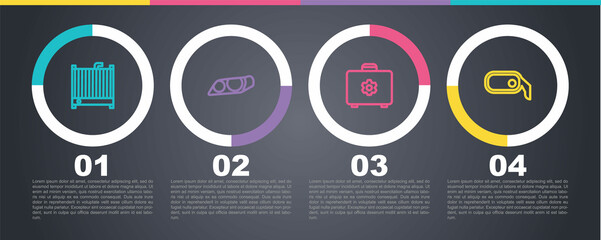 Set line Car radiator cooling system, headlight, Toolbox and rearview mirror. Business infographic template. Vector