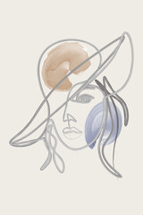 Surreal Faces Continuous line, drawing of set faces and hairstyle, fashion concept, woman beauty minimalist, vector illustration pretty sexy. Contemporary portrait