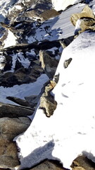 Blanket of snow on Aiguille du Midi in Chamonix, France