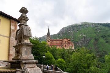 Obraz premium Basilica of Covadonga in the mountains of Asturias. Spain