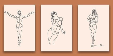 Surreal Faces Continuous line, drawing of set faces and hairstyle, fashion concept, woman beauty minimalist, vector illustration pretty sexy. Contemporary portrait