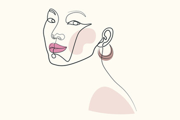 Surreal Faces Continuous line, drawing of set faces and hairstyle, fashion concept, woman beauty minimalist, vector illustration pretty sexy. Contemporary portrait