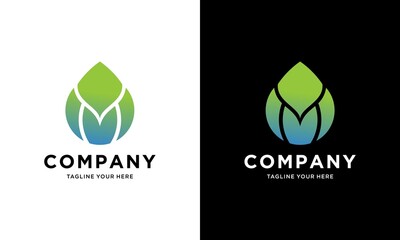 Water drop Logo vector. Droplet eco natural aqua Blue green icon 