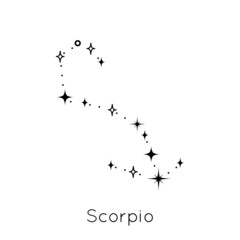 Zodiac constellation sign Scorpio. Celestial Astrological Horoscope symbol on white background. Vector Illustration