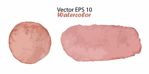 Vector Watercolor Stripes and Blots Illustration isolated on white background. Brown Color Brush Stripe and Dot