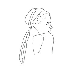 Surreal Faces Continuous line, drawing of set faces and hairstyle, fashion concept, woman beauty minimalist, vector illustration pretty sexy. Contemporary portrait