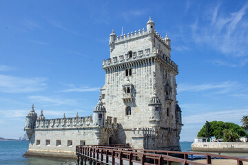 Fototapeta na wymiar Belem tower from the east in Lisbon Portugal