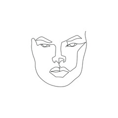 Surreal Faces Continuous line, drawing of set faces and hairstyle, fashion concept, woman beauty minimalist, vector illustration pretty sexy. Contemporary portrait