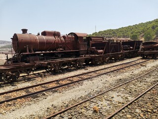 Fototapeta na wymiar old steam train on railway