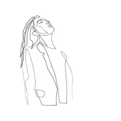 Surreal Faces Continuous line, drawing of set faces and hairstyle, fashion concept, woman beauty minimalist, vector illustration pretty sexy. Contemporary portrait