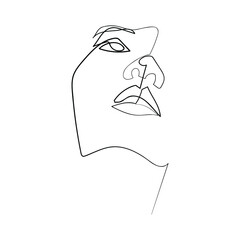 Surreal Faces Continuous line, drawing of set faces and hairstyle, fashion concept, woman beauty minimalist, vector illustration pretty sexy. Contemporary portrait